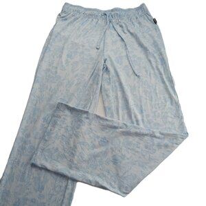 Eddie Bauer Women's Lightweight Pajama Pant Size Small Blue Floral Bunnies Foxes